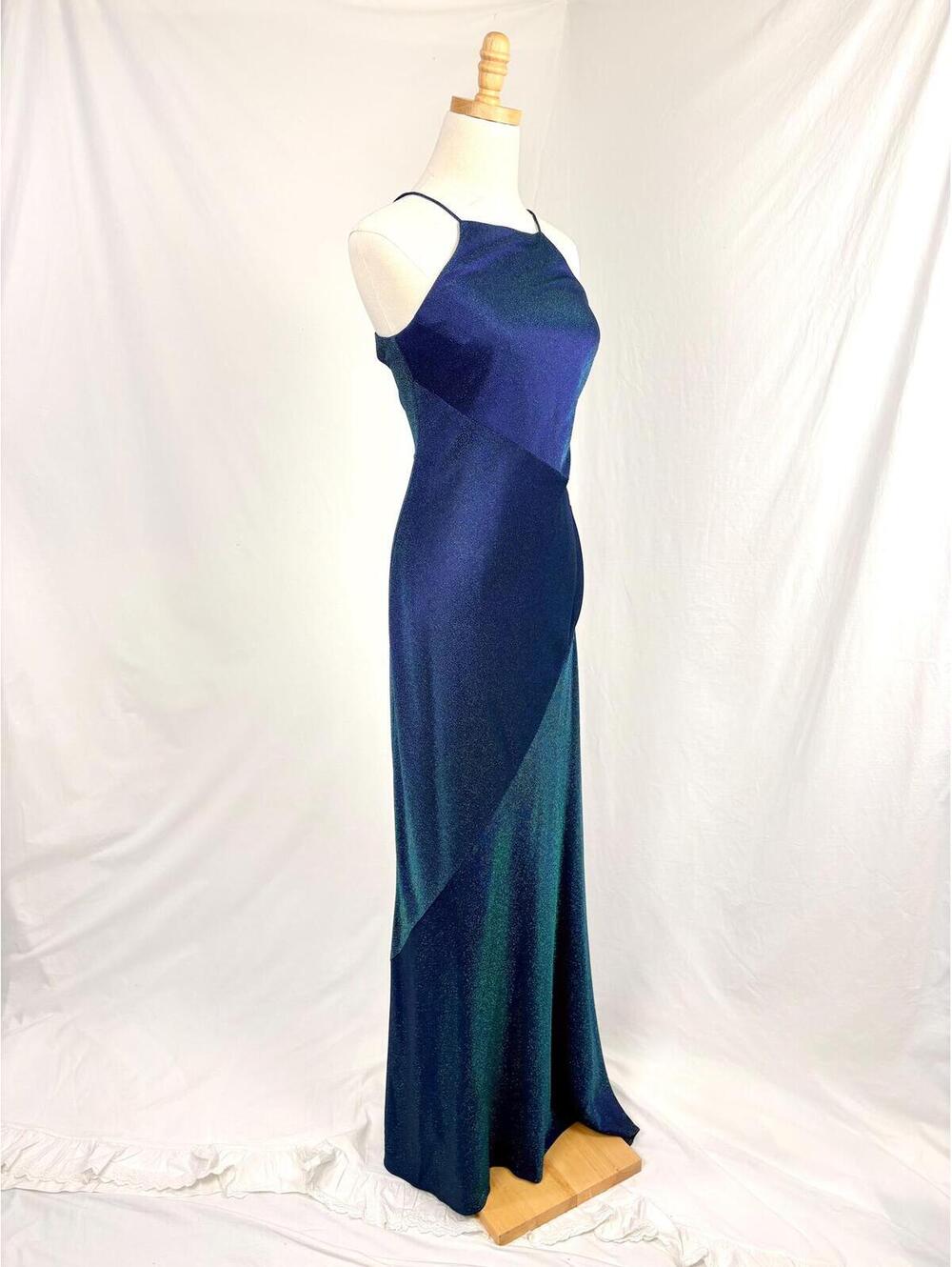 Vintage 90s Iridescent Purple Green Prom Homecoming Dress Formal Gown Small